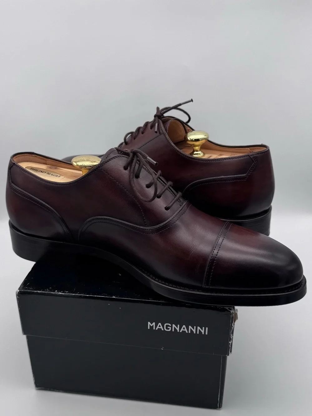 Magnanni Arcade Tabaco Leather Cap Toe Oxford Shoes Men EU 41 US 8 Made In Spain